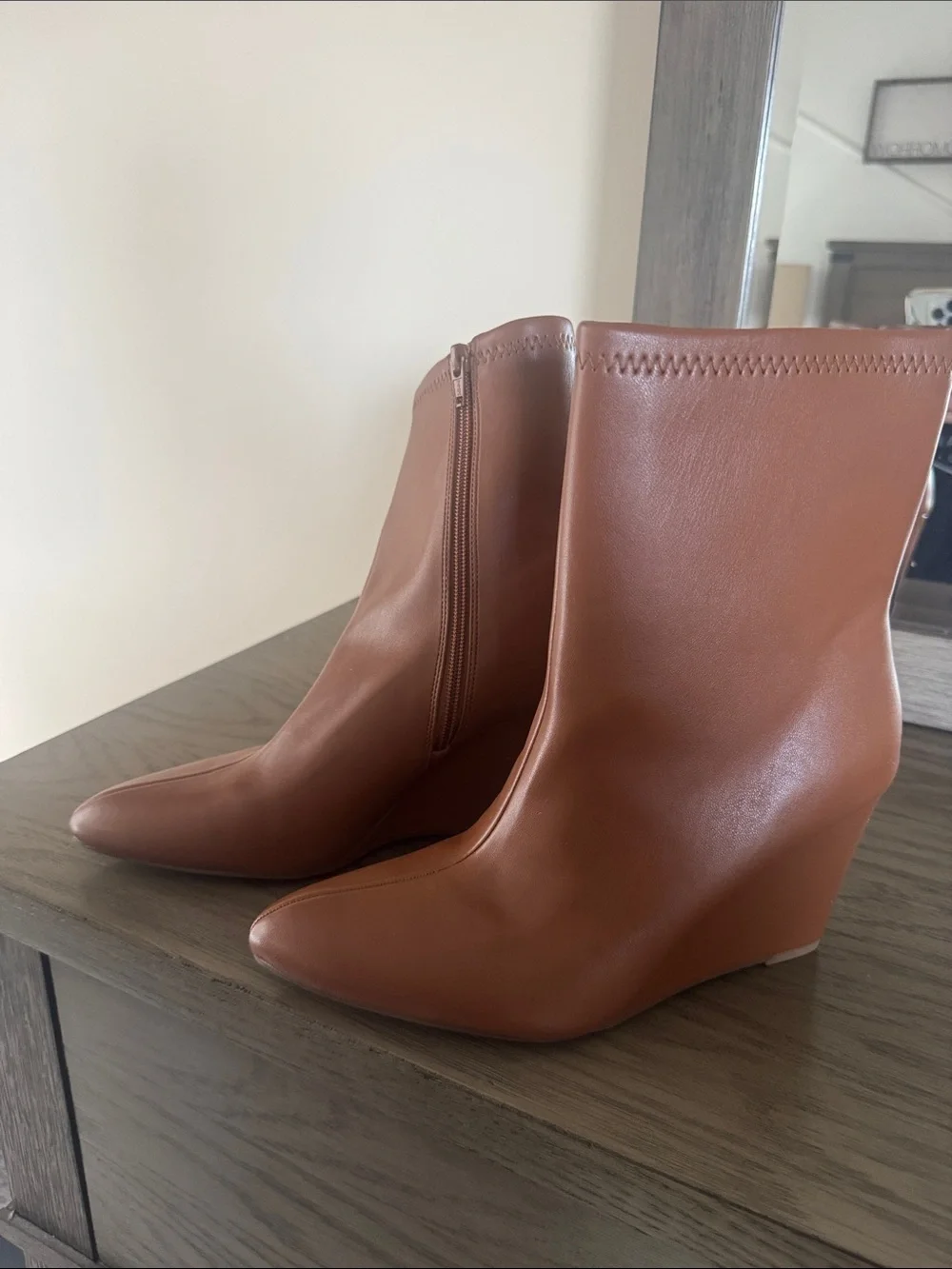 a new day Cognac Wedge Ankle Boot never worn